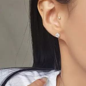여성 악세 925 실버 큐빅 라운드 피어싱