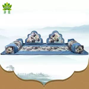 전통보료 오색모빌 왕실 궁중 좌식 베개 붉은 등받이 예단