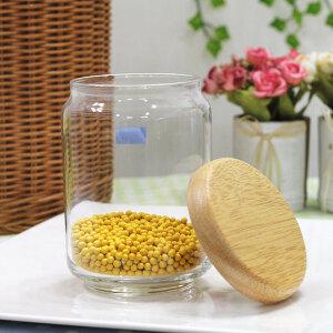 화이트 우드 커버 유리병 650ml/밀폐용기 유리병 용기