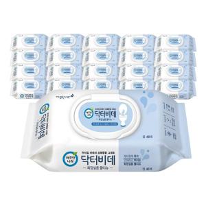깨끗한나라 닥터비데 화장실용 물티슈 캡형 46매 24팩 (1104매)