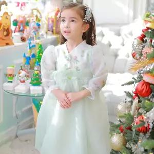 플라워 그린 한복 드레스 아동 여아 남아 유아 아기 어린이 생활 계량 한복 퓨전 추
