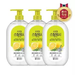 자연퐁 스팀워시4X 주방세제 용기형 750ml 레몬향 x 3개