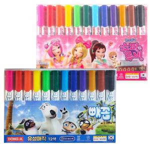 동아 캐릭터 유성매직 12색 세트 칼라 매직 마킹펜