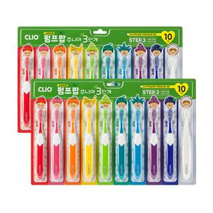 크리오 펌프팝 주니어 3단계 초극세모 어린이 칫솔 10입, 2개