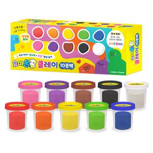 밀가루와 옥수수전분의 요미몬 안심클레이 10종팩 / 국내산 컬러점토 / 주원료 밀가루 / 아기 유아 찰흙 만들기 촉감 놀이 말랑이