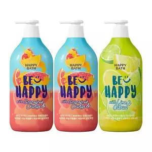 해피바스 스마일 바디워시 자몽오렌지, 900g, 2개  +  유자라임, 900g, 1개