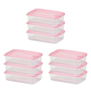 씨밀렉스 심플톡 전자레인지 용기 통 600ml 9개 핑크