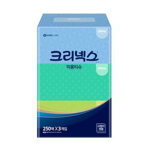 크리넥스 미용티슈 각티슈 휴지 250매 3개입