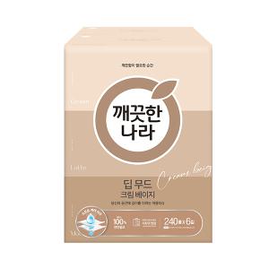 깨끗한나라 딥무드 크림 베이지 미용티슈, 240매, 6입, 1개