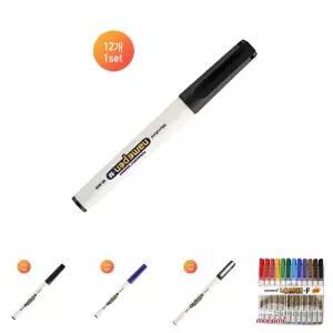 모나미네임펜M(굵은글씨용 12EA)/네임/펜/중간/글씨용/얇은/블랙/양쪽/12색/유성/12개/흑색/파랑/빨강/듀얼