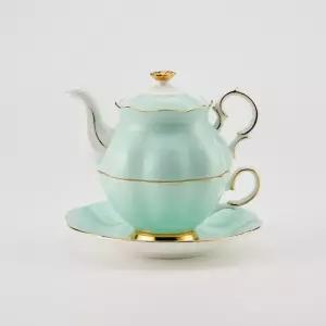티로직 다이애나 골드림 티포원 스카이블루 1인 찻잔 티팟세트
