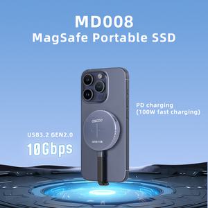 외장ssd2tb OSCOO Magsafe 휴대용 외장 SSD 10Gbps C타입 USB3.2 Gen 2x1 PSSD 2TB 1TB 512GB 디스코 듀로