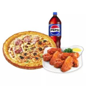 [미스터피자] 하프앤하프M+핫윙8+콜라1.25L