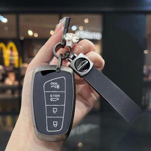 아연 합금 가죽 자동차 키 케이스 거치대 현대 그랜드 산타페 3 DM IX45 제네시스 아제라 에쿠스 2013