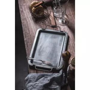 철제 카페 쟁반 빈티지 플레이트 사각형 양철 접시 트레이