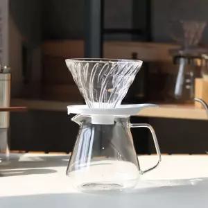 하리오 V60 글라스 드리퍼 핸드드립세트 1-4인 화이트/핸드/드립/커피/드립퍼세트/커피내림/서버/드립서버