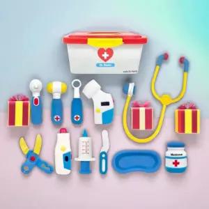 소프트 베이직 병원놀이 11종세트 말랑 청진기 주사기 의사놀이 직업체험 모형 보관함 유아