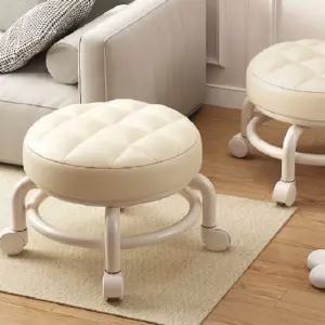 가정용 이동식 바퀴달린 작업의자 낮은 원형 쿠션 바퀴의자 청소 깁스 어르신 좌식의자 스툴