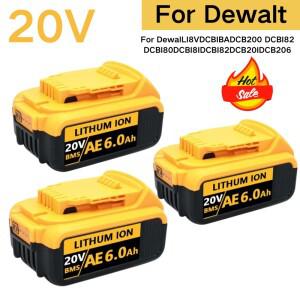 디월트 호환 DCB184 DCB200 20V 충전식 배터리용 18V 6.0Ah/8.0Ah 전동 공구 교체품