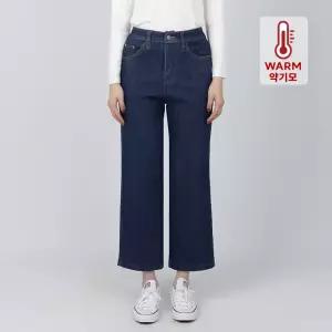 코너스톤 여성 청바지 기모 뒷 밴딩 와이드 미디엄블루 W4D2311