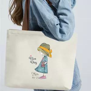 온새미로 데일리 일러스트 프린팅 에코백 면 숄더 가방