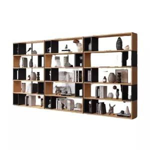 철제 나무 책장 셀프 강철 오크 진열대 파티션 수납장