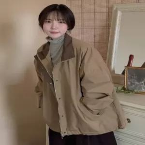 [엘루이즈][엘루이즈] 제너스 간절기 오버핏 코드로이 배색 집업 점퍼 면자켓(2color)