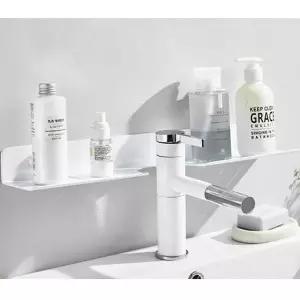 욕실 세면대 수납선반 무타공 화장실 정리대 50cm 화이트 화장대 선반 (WFJ52PW)