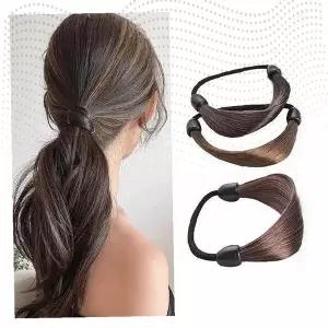 인조모 헤어밴드 포니테일 머리끈 여성 가발 헤어액세서리 묶음끈 헤어피스 탄성밴드