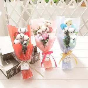 목화 장미 비누꽃 꽃다발 졸업식 생일 기념일 선물 재롱잔치 발표회 답례품 코튼 리본 부케
