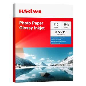 HARTWII 광택 얇은 잉크젯 용지 8.5x11 인치, 110 장 브로셔 용지, 맞춤형 칩 백 파티용 염료 프린터용 115gsm 포토