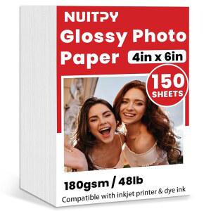 광택 사진 용지 150매, 4인치 x 6인치 잉크젯 프린터 용지, 사진용 캘린더, 브로셔, 카드, 메뉴판(180gsm / 48파운드)