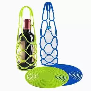 고품질 실리콘 와인 캐리어 가방 물통 술병 음료 휴대 야외 (WFK9FBM)