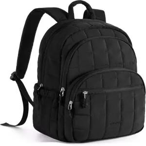 백스마트 대학용 노트북 백팩 여성용 여행용 퀼트 캐주얼 데이팩 15.6인치 노트북용 방수 책가방 블랙