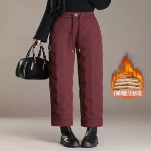바지 겨울 일자 하이웨스트 도톰한 패딩 바람막이 슬랙스 여자바지 오리털 원템4