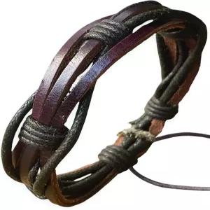 아빠 비제뉴 스토어 남성 가죽 팔찌 브레이드 브라운 러스틱 선물 커프 손목 밴드 로프