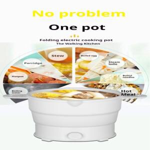 카모식 휴대용 접이식 실리콘 여행용 냄비 110/220V 전기 주전자 핫팟 캠핑용