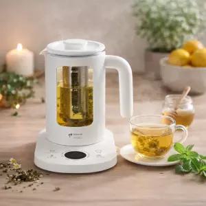 키친아트 포이베 티포트 1.5L 스텐거름망 내열유리 전기포트 KA-JS1802