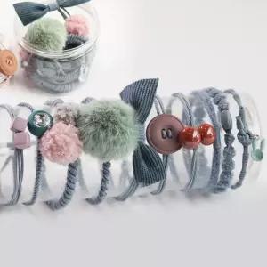 줄 머리 헤어 긴머리묶기 끈 타이 대용량 10P 여자 예쁜 밴드 고무 블루 똥머리