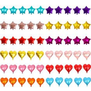 USINNOEM 50pcs 5인치 하트 & 스타 포일 풍선 레드, 핑크, 퍼플, 오렌지, 옐로우, 그린, 블루, 청록색, 옅은 파란색, 연한 흰색 - 생일, 졸업식 유니 성인