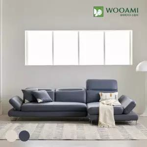 [리뷰이벤트]우아미가구 커브 4인 무빙헤드 가죽 소파+스툴 2color