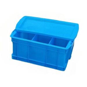 플라스틱박스 이사 사각박스 운반 상자 사각상자 파란색 칸막이 창고 블루 소쿠리