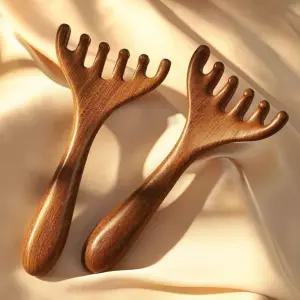 원목 사슴뿔 괄사 손지압기 두피 얼굴 경락 스트레스 승모근 안마기 마사지 마사지기 지압