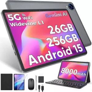 키보드가 있는 Android 15 태블릿 26GB RAM 256GB ROM2TB 확장 옥타코어가 10인치 8000mAh 배터리 2.4G /5G