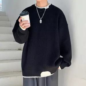 겨울 니트티 간절기 루즈 핏 레이어드 배색 빅사이즈셔츠 남자면셔츠 남성셔츠 머슬셔츠 반팔 카라 라운드