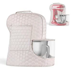 Ott KitchenAid 믹서와 호환되는 스탠드 믹서 더스트 커버 - 액세서리 및 부속품을 위한 포켓이 있는 6 /7 /8쿼트 볼 트용 보관 가방(카키, 6-8쿼트)에 적합)