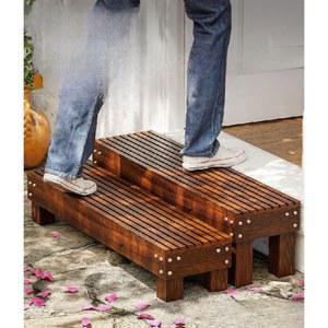 나무 사다리 현관입구 디딤판 실외 목재 현관 야외 높이 발코니 난간대 블랙 단차계단 스텝