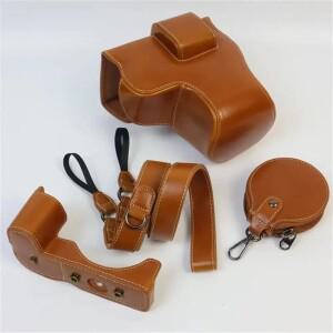 [호환품]캐논 호환 EOS R8 24-50mm 렌즈 배터리용 카메라 가방 케이스 스트랩 포함 풀 바디 커버 PU 가죽