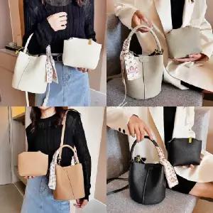 보리별 스카프 버킷백 고급 파우치증정 원통 토트백 크로스백스트랩포함