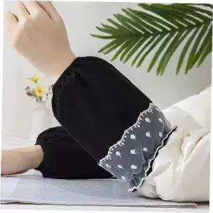 팔토시 와플 조직 레이스 장식 사무실 업무용 팔목 보온 커버 그레이